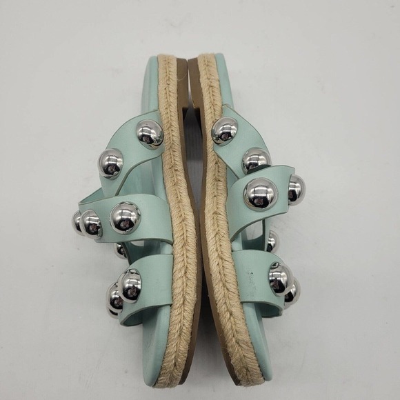 New MARC FISHER Prisca Ball-Studded Espadrille Sandals slides teal Green Size 6 - Picture 4 of 10